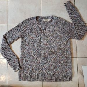 Multi-colored pullover cable knit sweater
